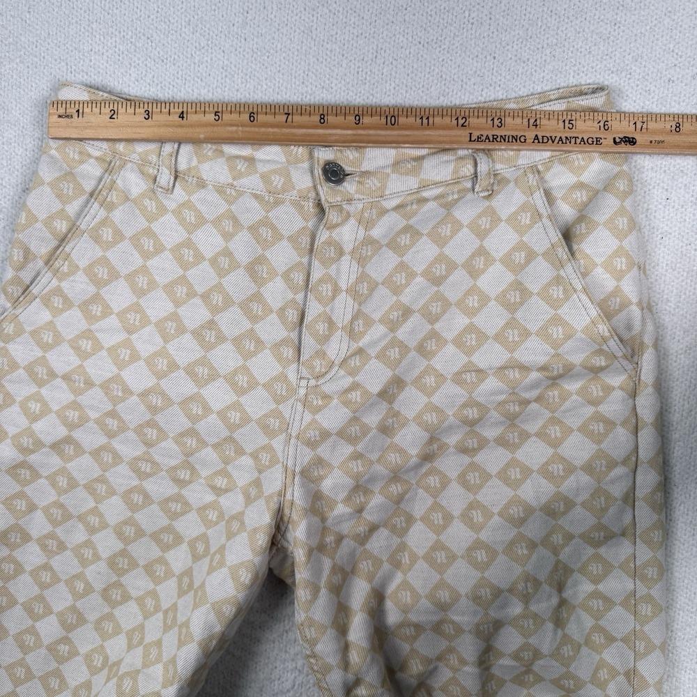 Nanushka Pants‎ Womens 32 Geometric Logo Print Linen Blend Straight With Turn Up - Picture 9 of 14